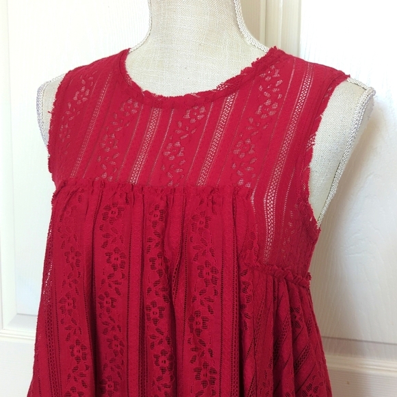 Free People Tu-Es-La Maroon Red Lace Babydoll Mini Dress - Picture 4 of 8